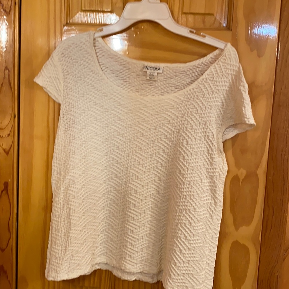 Nicola stretchy cap sleeve ivory top XL